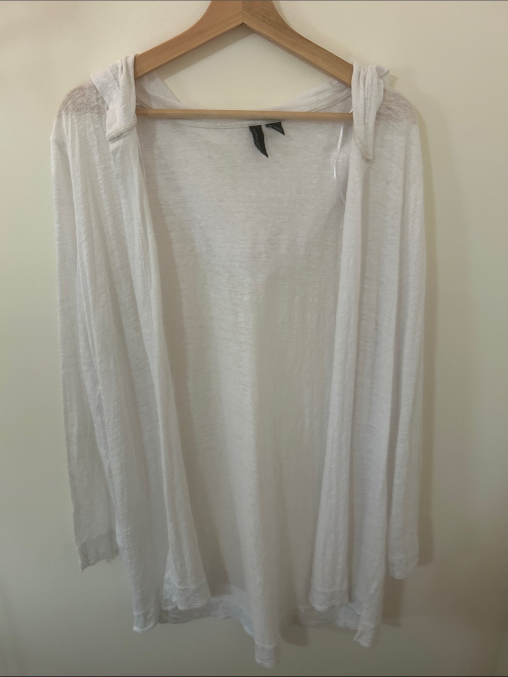 Cynthia Rowley 100% Linen White Hooded Longline Cardigan 1X